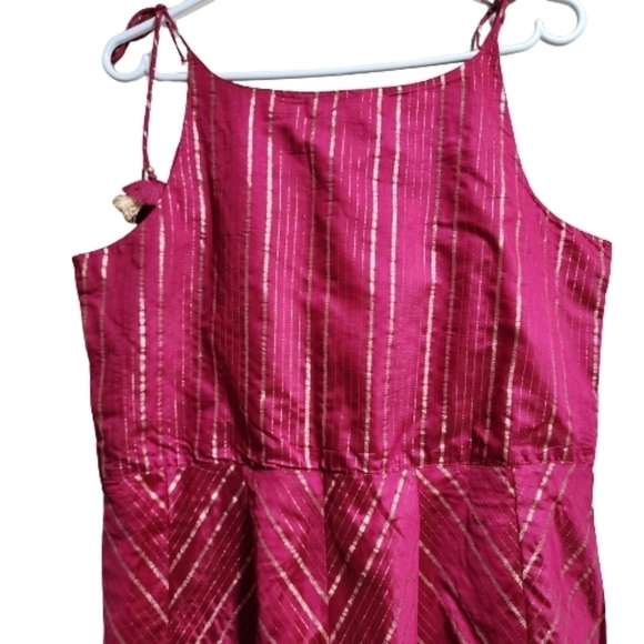 Anouk sleeveless cotton golden stripes midi dress color fushia size medium/large - Picture 5 of 5